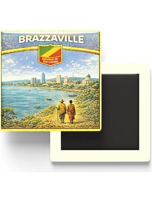İberk Retro Kongo Cumhuriyeti Brazzaville Şehri Temalı Vintage Buzdolap Magneti – 9x9 cm