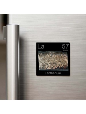 İberk Lanthanum (Lantan) Elementi – Buzdolap Magneti – 9x9 cm