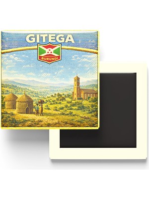 İberk Retro Burundi Gitega Şehri Temalı Vintage Buzdolap Magneti – 9x9 cm