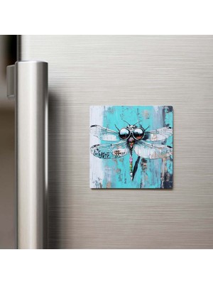 İberk Dragonfly - Yusufçuk - Güneş Gözlüklü Style - Buzdolap Magneti - 9x9 cm