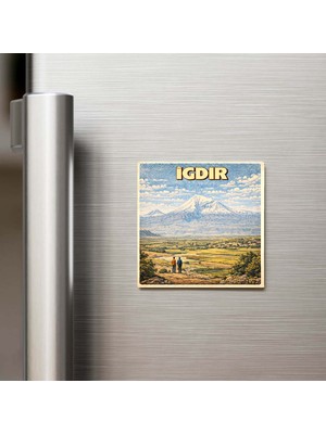 İberk Iğdır Şehri - Pop-Art Travel - 9x9 cm Buzdolap Magneti