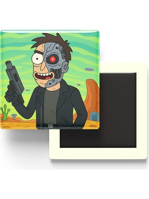 İberk Terminator - 9x9 cm Baskılı Kare Buzdolap Magneti (Rozetli)