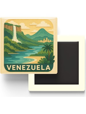 İberk Venezuela - Venezuela - Paper Cut Art - Baskılı Buzdolap Magneti Kare - 9x9 cm