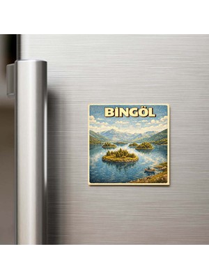 İberk Bingöl Şehri - Pop-Art Travel - 9x9 cm Buzdolap Magneti