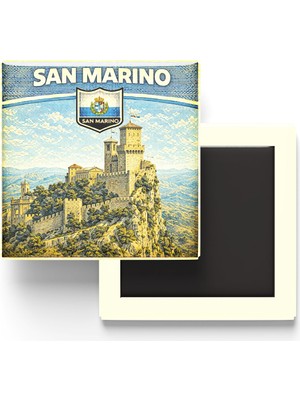 İberk Retro San Marino San Marino Şehri Temalı Vintage Buzdolap Magneti – 9x9 cm