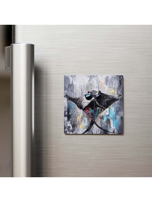 İberk Stingray - Vatoz - Güneş Gözlüklü Style - Buzdolap Magneti - 9x9 cm