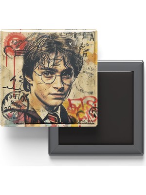 İberk Harry Potter - Baskılı Buzdolap Magneti Kare - 9x9 cm