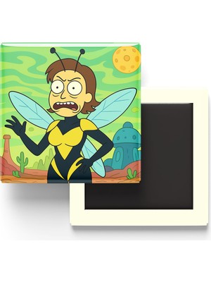 İberk Wasp - 9x9 cm Baskılı Kare Buzdolap Magneti (Rozetli)