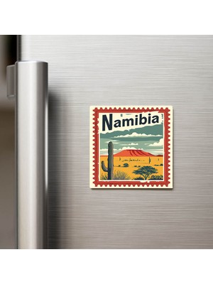 İberk Namibya Namibia - Posta Pulu Temalı Ülke - Baskılı Buzdolap Magneti Kare - 9x9 cm