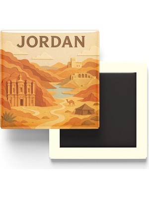İberk Ürdün - Jordan - Paper Cut Art - Baskılı Buzdolap Magneti Kare - 9x9 cm