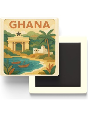 İberk Gana - Ghana - Paper Cut Art - Baskılı Buzdolap Magneti Kare - 9x9 cm
