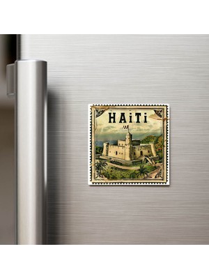 İberk Haiti Haiti - Posta Pulu Temalı Ülke - Baskılı Buzdolap Magneti Kare - 9x9 cm