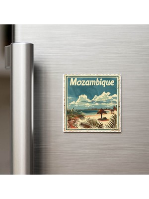 İberk Mozambik Mozambique - Posta Pulu Temalı Ülke - Baskılı Buzdolap Magneti Kare - 9x9 cm