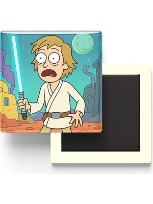 İberk Luke Skywalker - 9x9 cm Baskılı Kare Buzdolap Magneti (Rozetli)