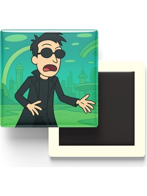 İberk The Matrix Neo - 9x9 cm Baskılı Kare Buzdolap Magneti (Rozetli)