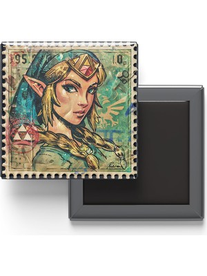 İberk Princess Zelda - Baskılı Buzdolap Magneti Kare - 9x9 cm
