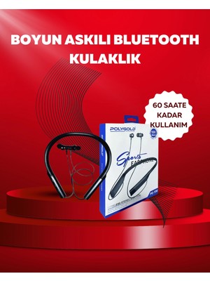 SÜS Mey Ithalat® Polygold PG-100 Bluetooth 5.0 Boyun Bantlı Kulaklık – 50 Saat Konuşma Süresi, Type-C Şarj