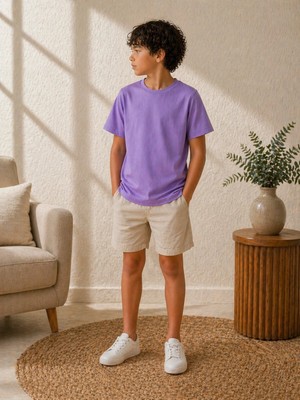 CC Collection Çocuk Basic Tişört Düz Baskısız Kısa Kollu Günlük Rahat Unisex Tshirt