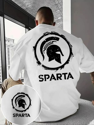 CC Collection Erkek Sparta Baskılı Oversize T-Shirt Rahat ve Şık Tasarım