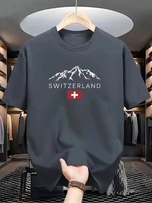 CC Collection Swıtzerland Baskılı Unisex Oversize T-Shirt