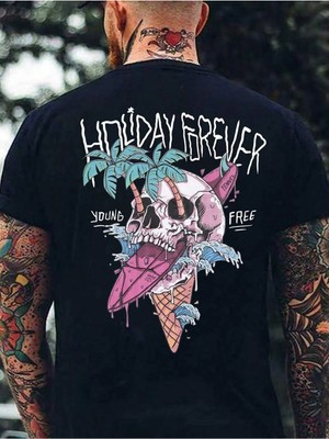 CC Collection Holiday Forever Baskılı Erkek Oversize T-Shirt