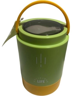 Vagonlife Paslanmaz Çelik Kulplu Taşınabilir 3 Bölmeli Silindir Yemek Kabı - Lunch Box VGN1266 900ML - Yeşil