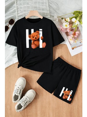 CC Collection Unisex Çocuk Şortlu Baskılı Yazlık 3-12 Yaş Arası Nefes Alan Takımlar