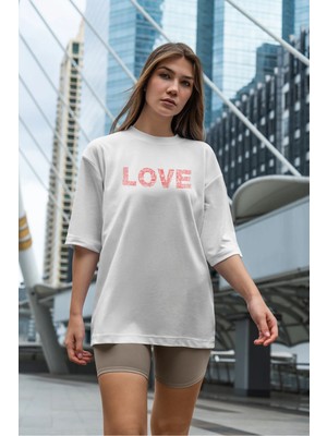 CC Collection Love Baskılı Kadın Oversize T-Shirt