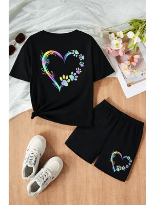 CC Collection Unisex Çocuk Şortlu Baskılı Yazlık 3-12 Yaş Arası Nefes Alan Takımlar