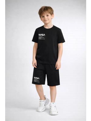 CC Collection Nasa Baskılı Erkek Çocuk Şortlu Takım Tişört Şort Alt Üst Set