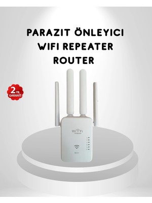 SÜS Mey Ithalat® 300MBPS Wifi Menzil Genişletici 4 Antenli Wpa3 Güvenlikli Priz Tipi Repeater