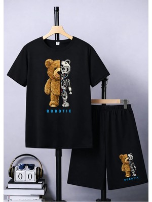 CC Collection Unisex Çocuk Şortlu Baskılı Yazlık 3-12 Yaş Arası Nefes Alan Takımlar