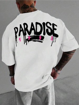 CC Collection Paradise Sırt Baskılı Oversize Unisex T-Shirt - Rahat ve Şık Tasarım