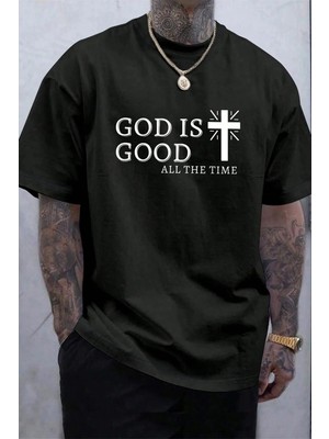 CC Collection God Is Good Baskılı Erkek Oversize T-Shirt