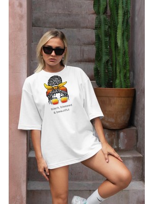 CC Collection Kadın Yüzü Baskılı Kadın Oversize T-Shirt