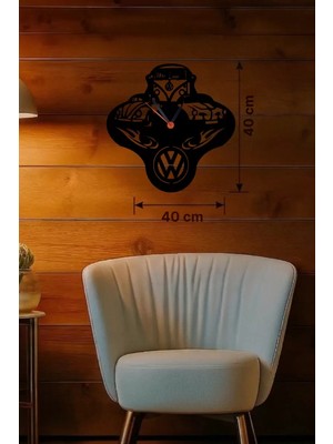 SÜS Mey Ithalat® Vosvos ve Retro Araba Temalı Ahşap Duvar Saati - 40X40 cm Lazer Kesim