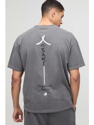 CC Collection Osaka Ying-Yang Sırt Baskılı Oversize Erkek T-Shirt - Rahat ve Şık Tasarım