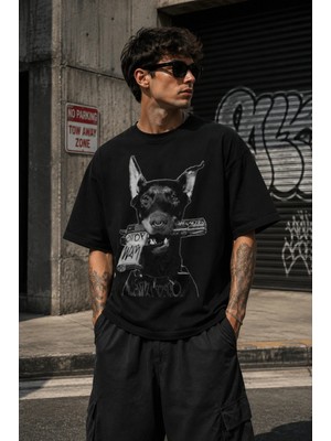 CC Collection Doberman Baskılı Oversize Streetwear Unisex Tişört