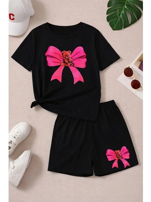 CC Collection Unisex Çocuk Şortlu Baskılı Yazlık 3-12 Yaş Arası Nefes Alan Takımlar