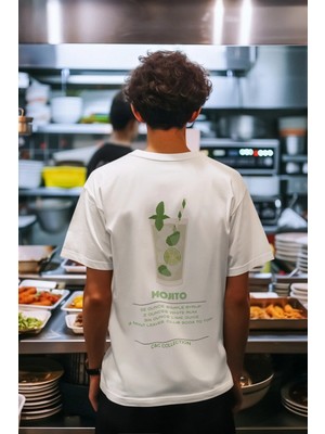 CC Collection Erkek/kadın Oversize Mojito Sırt Baskı Detaylı T-Shirt