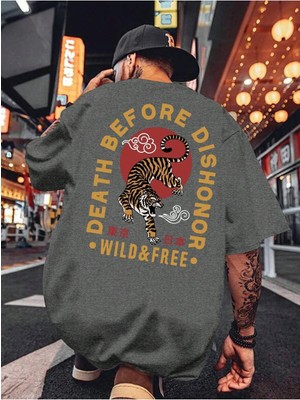 CC Collection Kaplan Baskılı Erkek Oversize T-Shirt