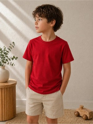 CC Collection Çocuk Basic Tişört Düz Baskısız Kısa Kollu Günlük Rahat Unisex Tshirt