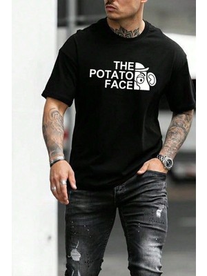 CC Collection Erkek Oversize Baskılı Tişört – The Patato Face, Günlük & Sokak Stili