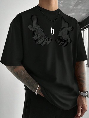 CC Collection El Baskılı Erkek Oversize T-Shirt