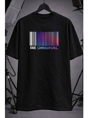 CC Collection Unisex Oversize Be Original Baskılı Siyah T-Shirt