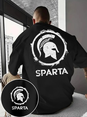 CC Collection Erkek Sparta Baskılı Oversize T-Shirt Rahat ve Şık Tasarım