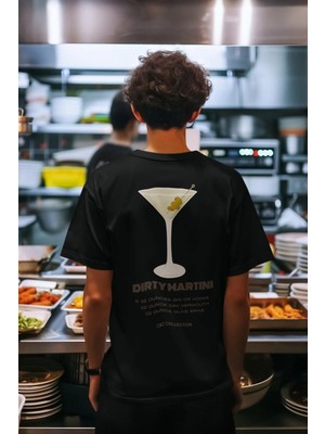 CC Collection Erkek/kadın Oversize Dirty Martini Sırt Baskı Detaylı T-Shirt