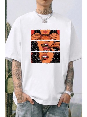 CC Collection Kadın Baskılı Unisex Oversize T-Shirt