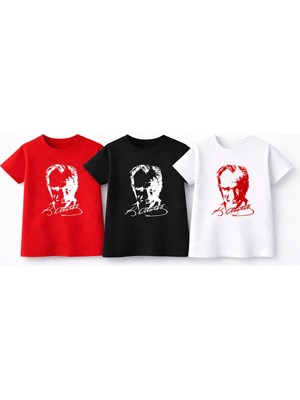 CC Collection Çocuk 3'lü K.atatürk ve Türk Bayrağı Baskılı T-Shirt