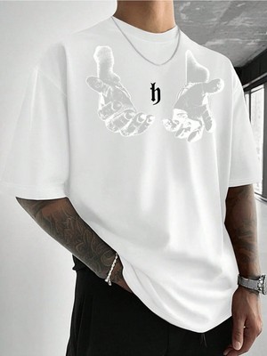 CC Collection El Baskılı Erkek Oversize T-Shirt